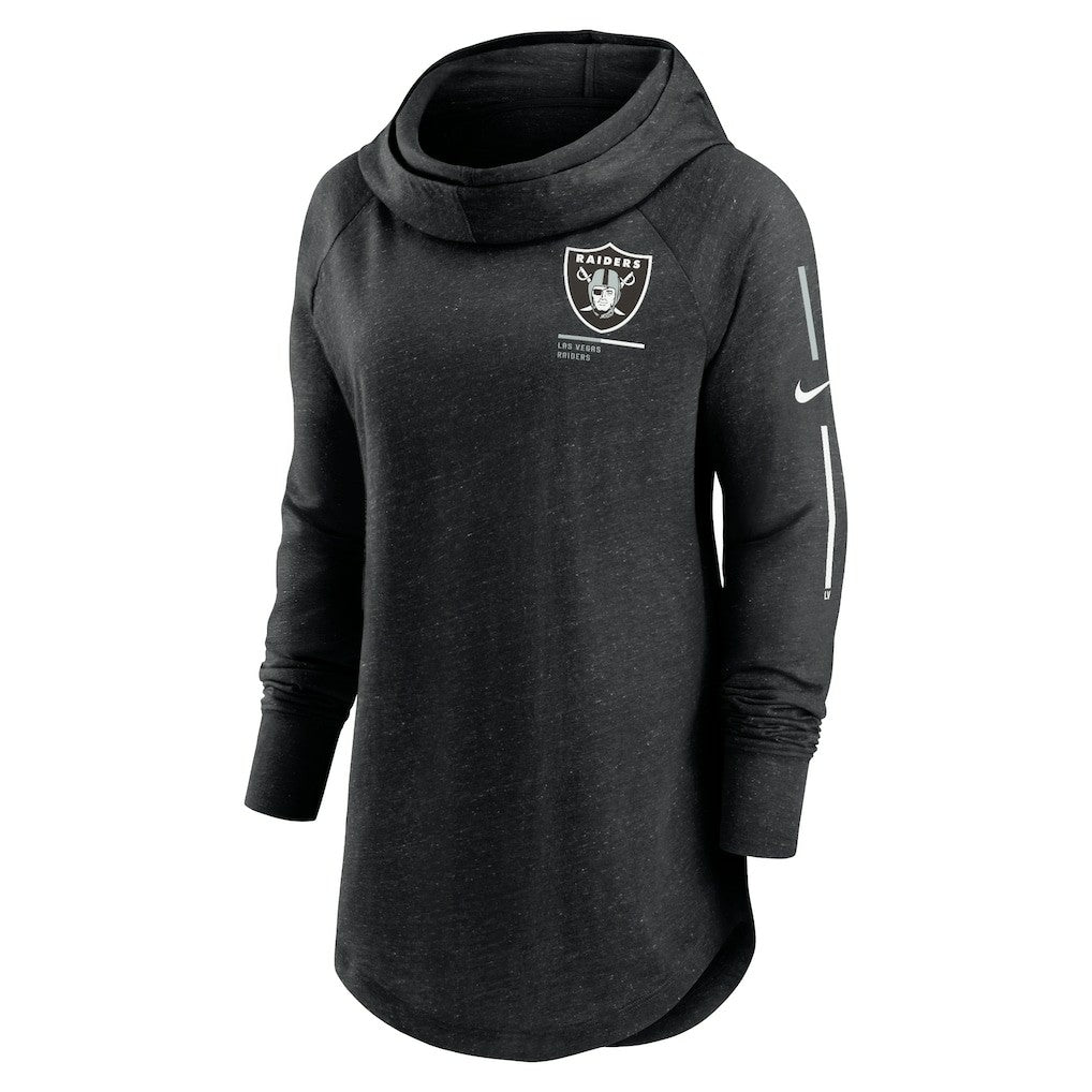 Las Vegas Raiders Women's Minimal Statement Lightweight Raglan Funnel Neck Pullover Hoodie - Black | Nike sale