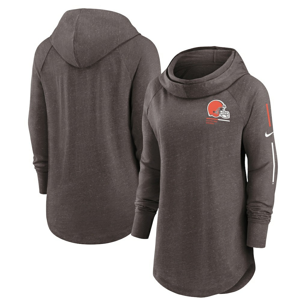 Cleveland Browns Women's Minimal Statement Lightweight Raglan Funnel Neck Pullover Hoodie - Brown | Nike sale