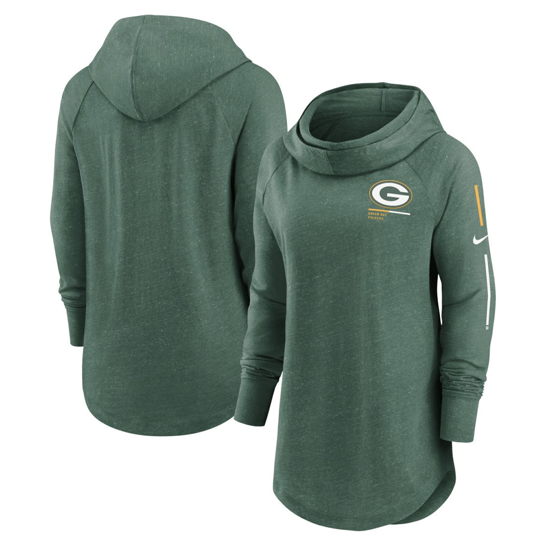 Green Bay Packers Women's Minimal Statement Lightweight Raglan Funnel Neck Pullover Hoodie - Heather Green | Nike sale