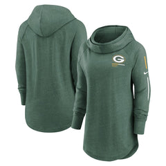 Green Bay Packers Women's Minimal Statement Lightweight Raglan Funnel Neck Pullover Hoodie - Heather Green | Nike sale