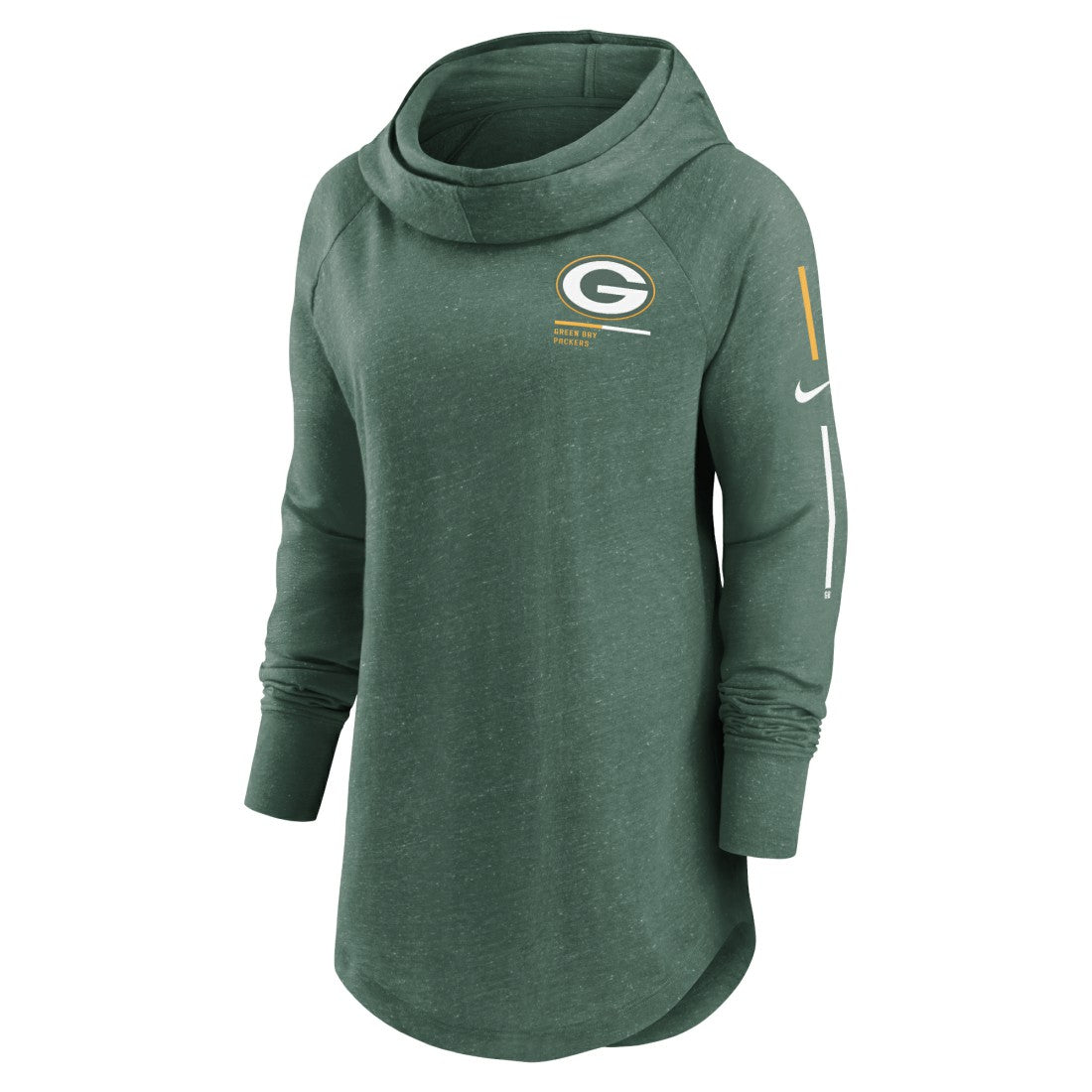 Green Bay Packers Women's Minimal Statement Lightweight Raglan Funnel Neck Pullover Hoodie - Heather Green | Nike sale