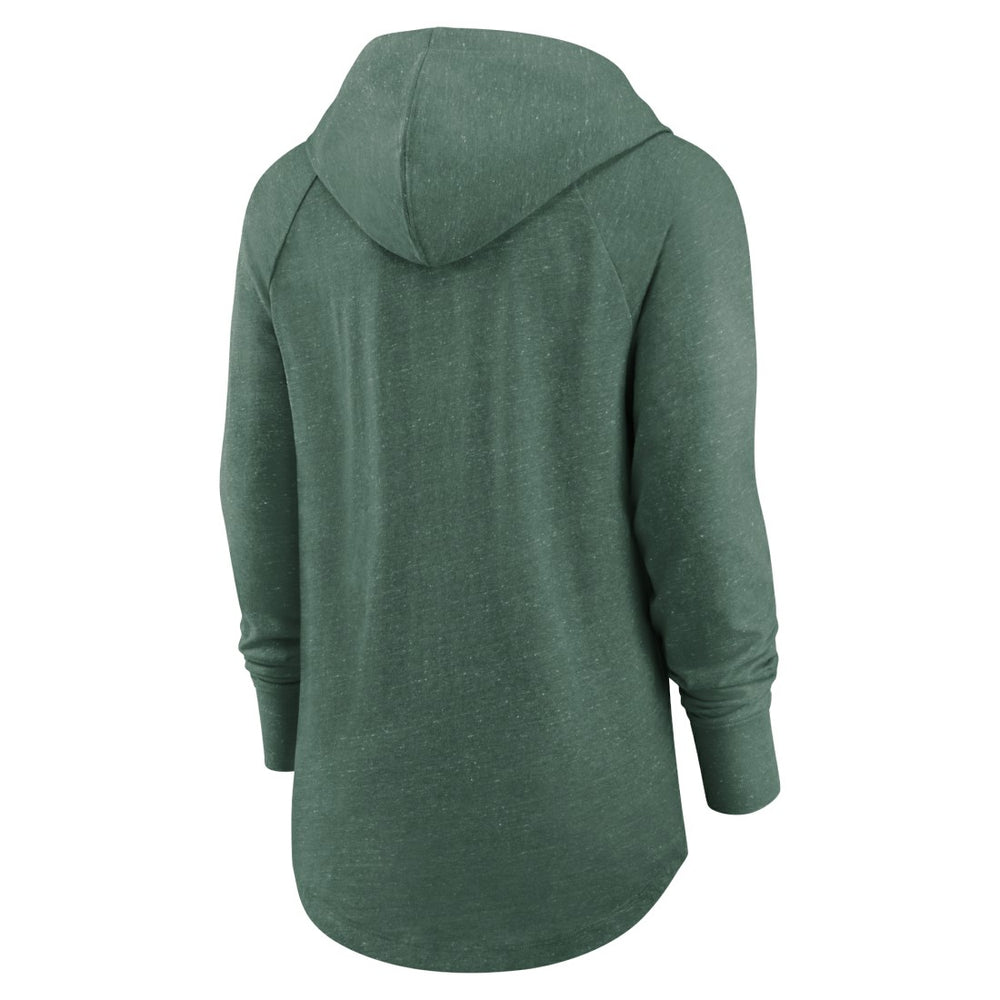 Green Bay Packers Women's Minimal Statement Lightweight Raglan Funnel Neck Pullover Hoodie - Heather Green | Nike sale