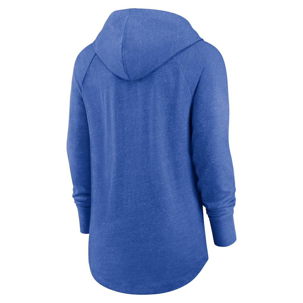 Los Angeles Rams Women's Minimal Statement Lightweight Raglan Funnel Neck Pullover Hoodie - Royal | Nike for sale