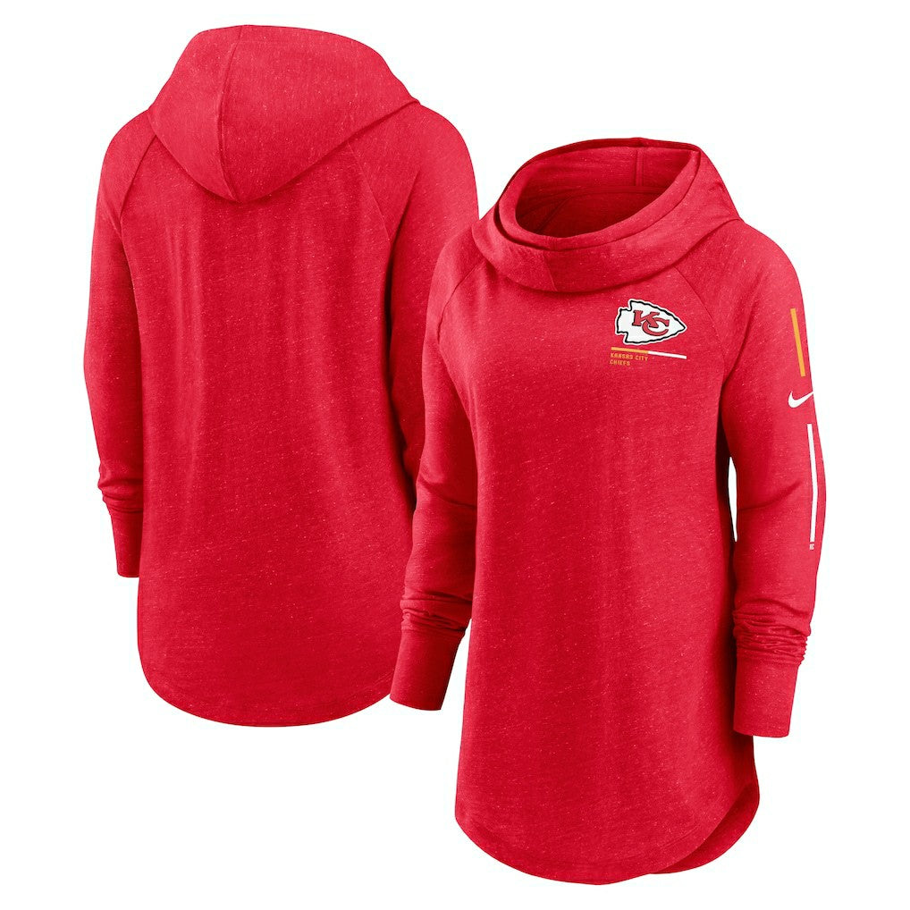 Kansas City Chiefs Women's Minimal Statement Lightweight Raglan Funnel Neck Pullover Hoodie - Red | Nike sale