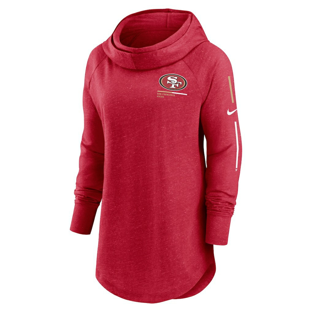 San Francisco 49ers Women's Minimal Statement Lightweight Raglan Funnel Neck Pullover Hoodie - Scarlet | Nike cheap