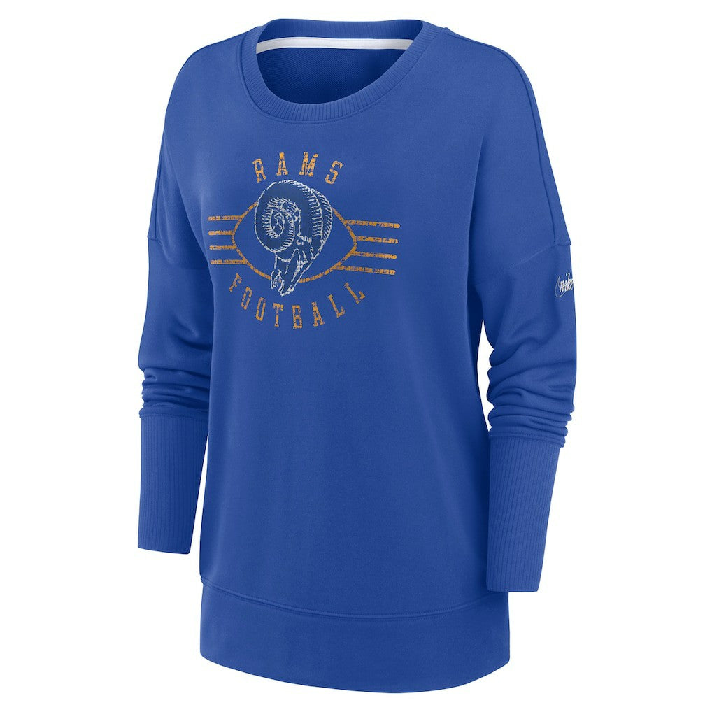 Los Angeles Rams Women's Rewind Playback Icon Performance Pullover Sweatshirt - Royal | Nike for sale