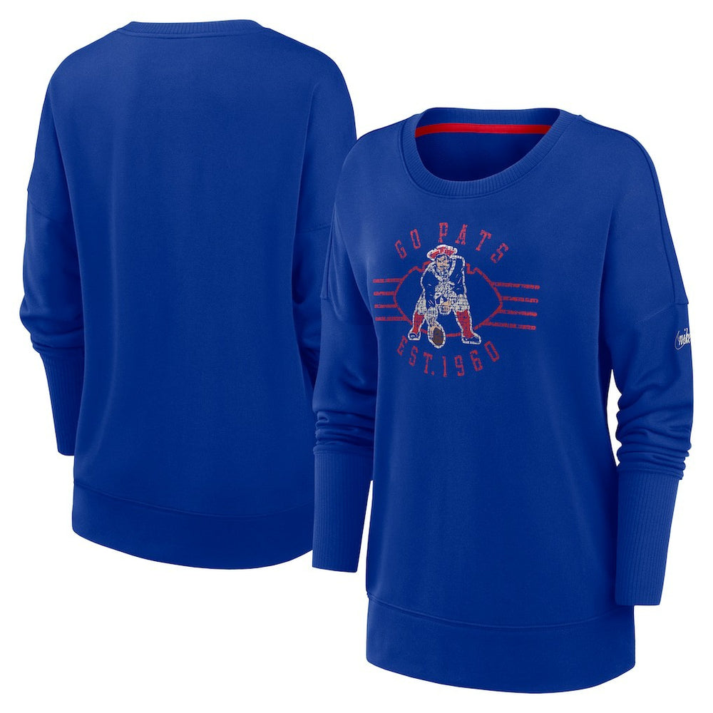 New England Patriots Women's Rewind Playback Icon Performance Pullover Sweatshirt - Royal | Nike outlet