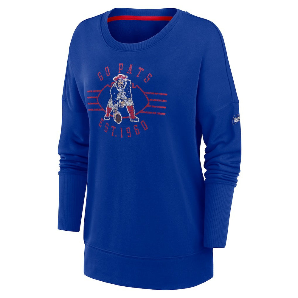 New England Patriots Women's Rewind Playback Icon Performance Pullover Sweatshirt - Royal | Nike outlet