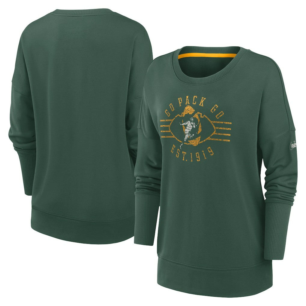 Green Bay Packers Women's Rewind Playback Icon Performance Pullover Sweatshirt - Green | Nike online