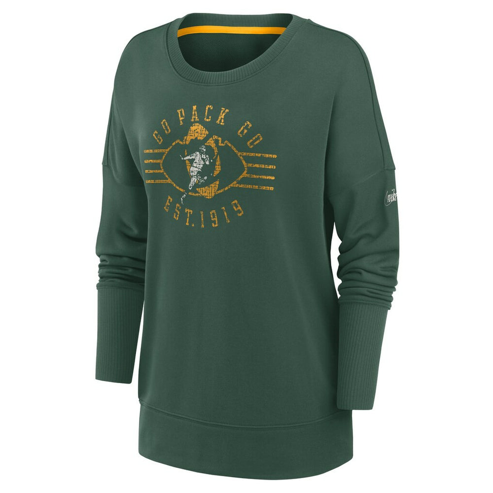Green Bay Packers Women's Rewind Playback Icon Performance Pullover Sweatshirt - Green | Nike online