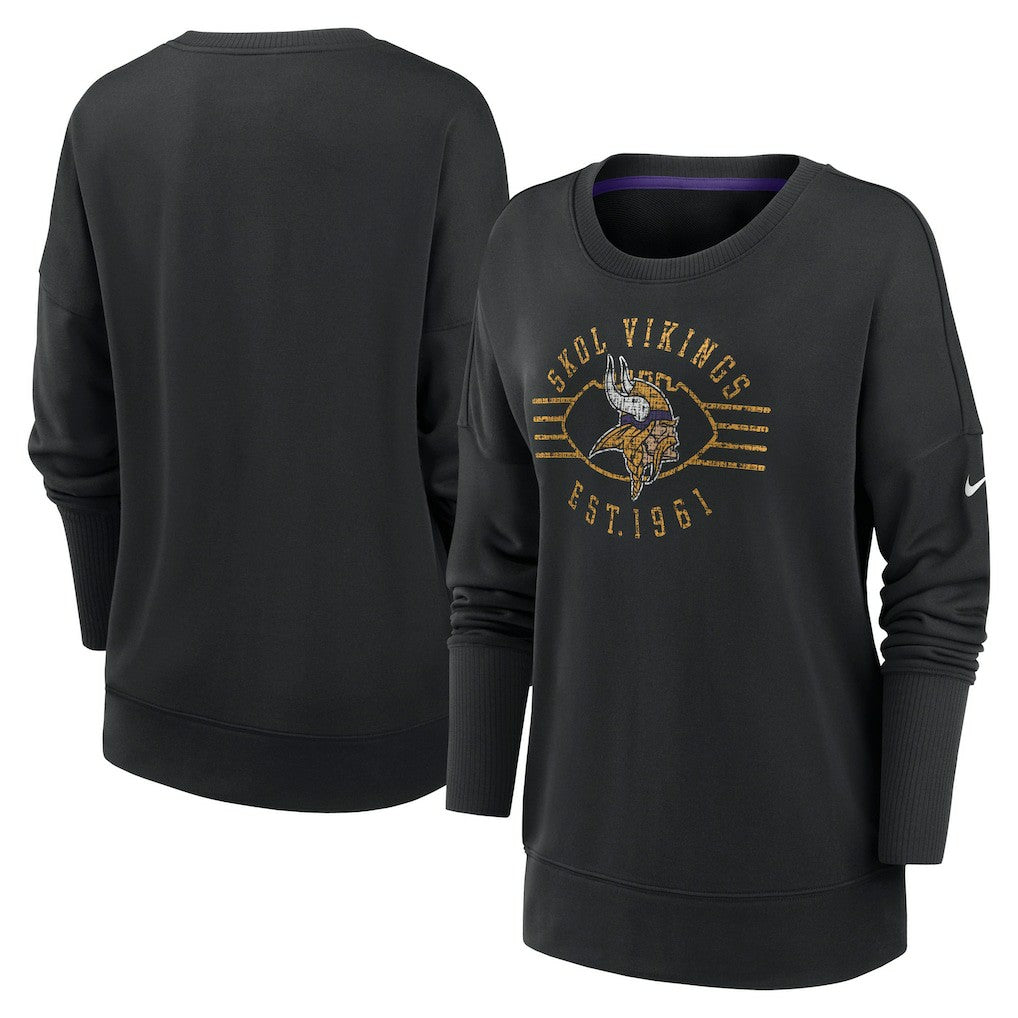 Minnesota Vikings Women's Rewind Playback Icon Performance Pullover Sweatshirt - Black | Nike on sale