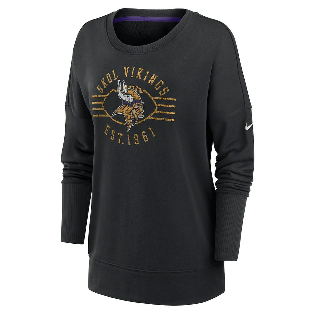 Minnesota Vikings Women's Rewind Playback Icon Performance Pullover Sweatshirt - Black | Nike on sale