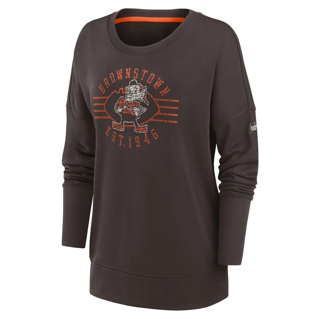 Cleveland Browns Women's Rewind Playback Icon Performance Pullover Sweatshirt - Brown | Nike sale