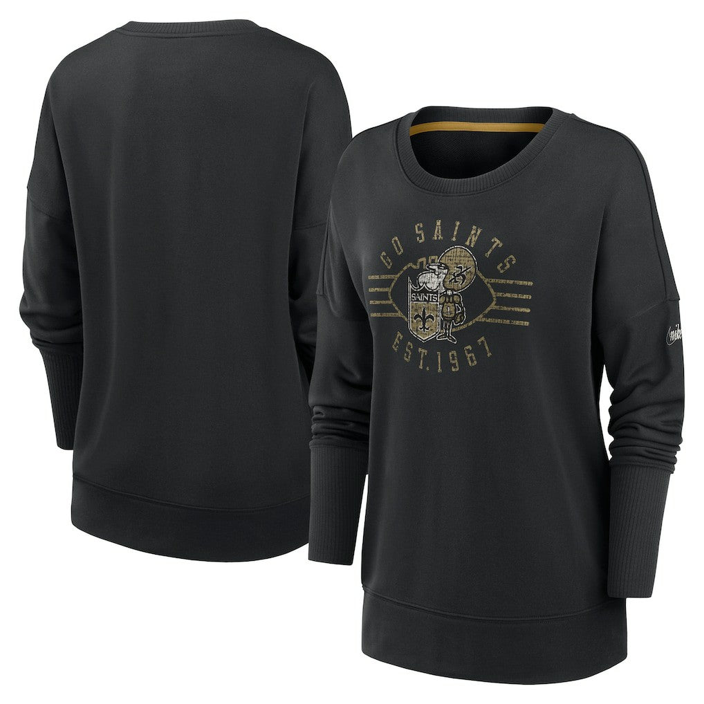New Orleans Saints Women's Rewind Playback Icon Performance Pullover Sweatshirt - Black | Nike discount
