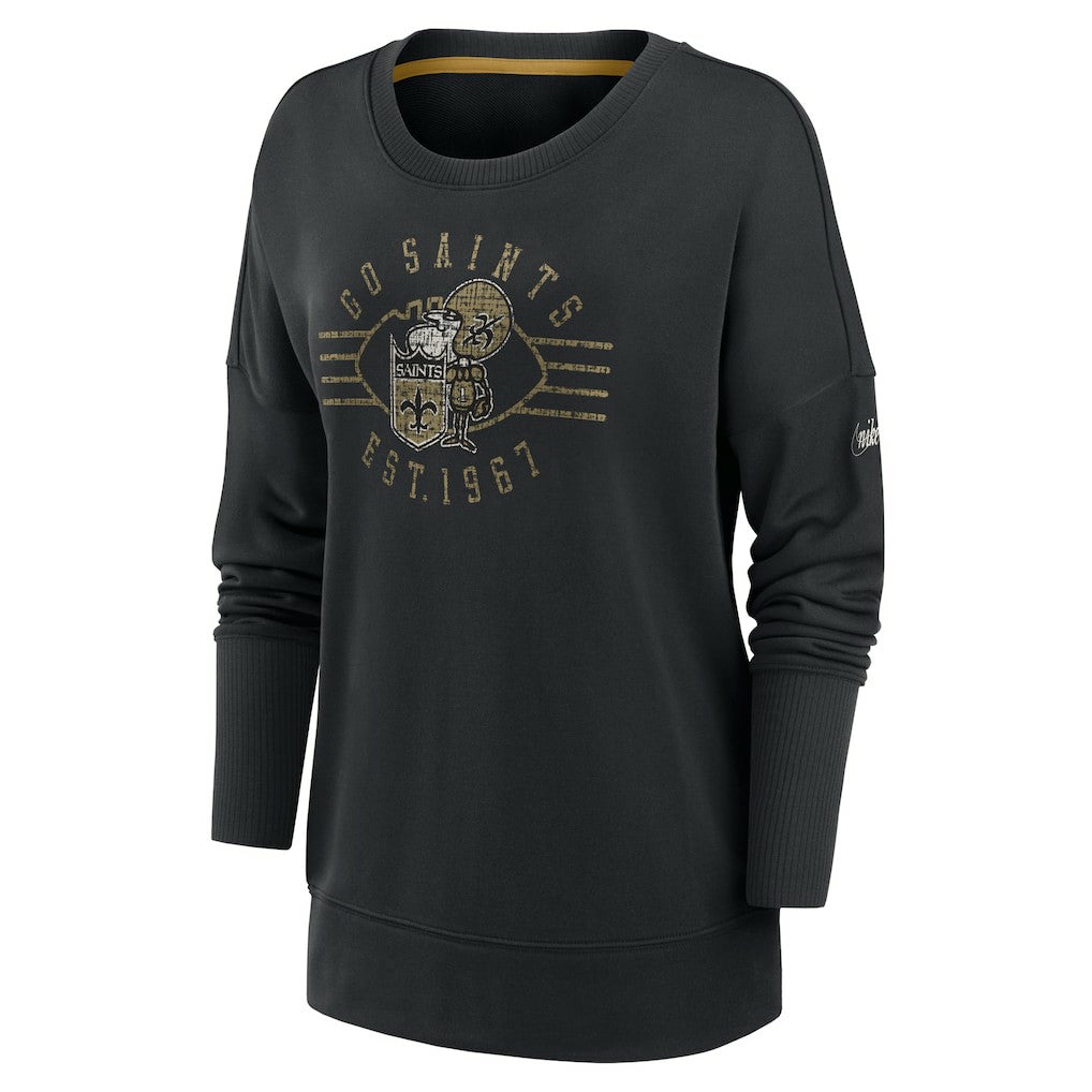 New Orleans Saints Women's Rewind Playback Icon Performance Pullover Sweatshirt - Black | Nike discount