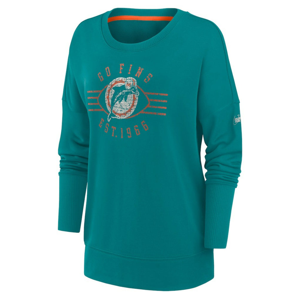 Miami Dolphins Women's Rewind Playback Icon Performance Pullover Sweatshirt - Aqua | Nike outlet