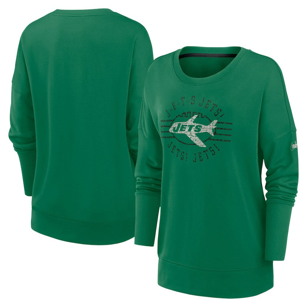 New York Jets Women's Rewind Playback Icon Performance Pullover Sweatshirt - Green | Nike outlet