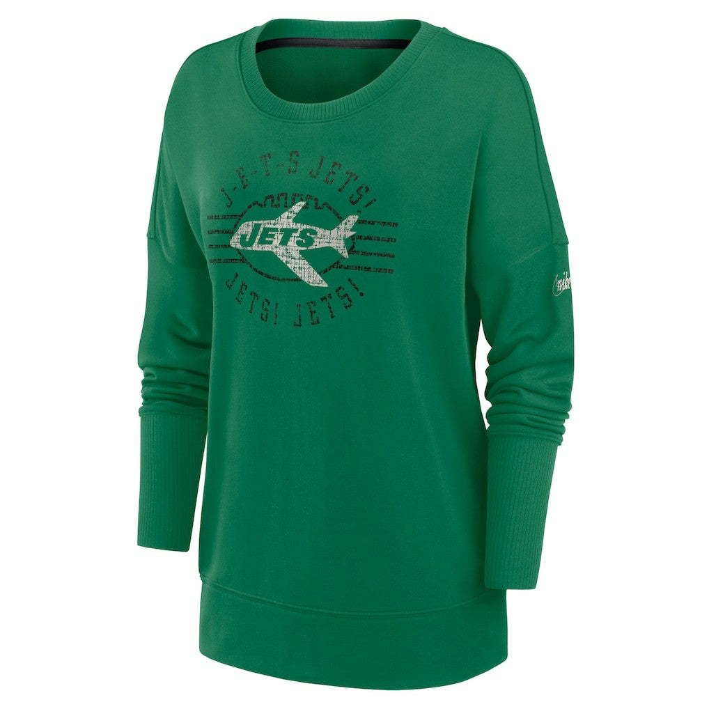New York Jets Women's Rewind Playback Icon Performance Pullover Sweatshirt - Green | Nike outlet