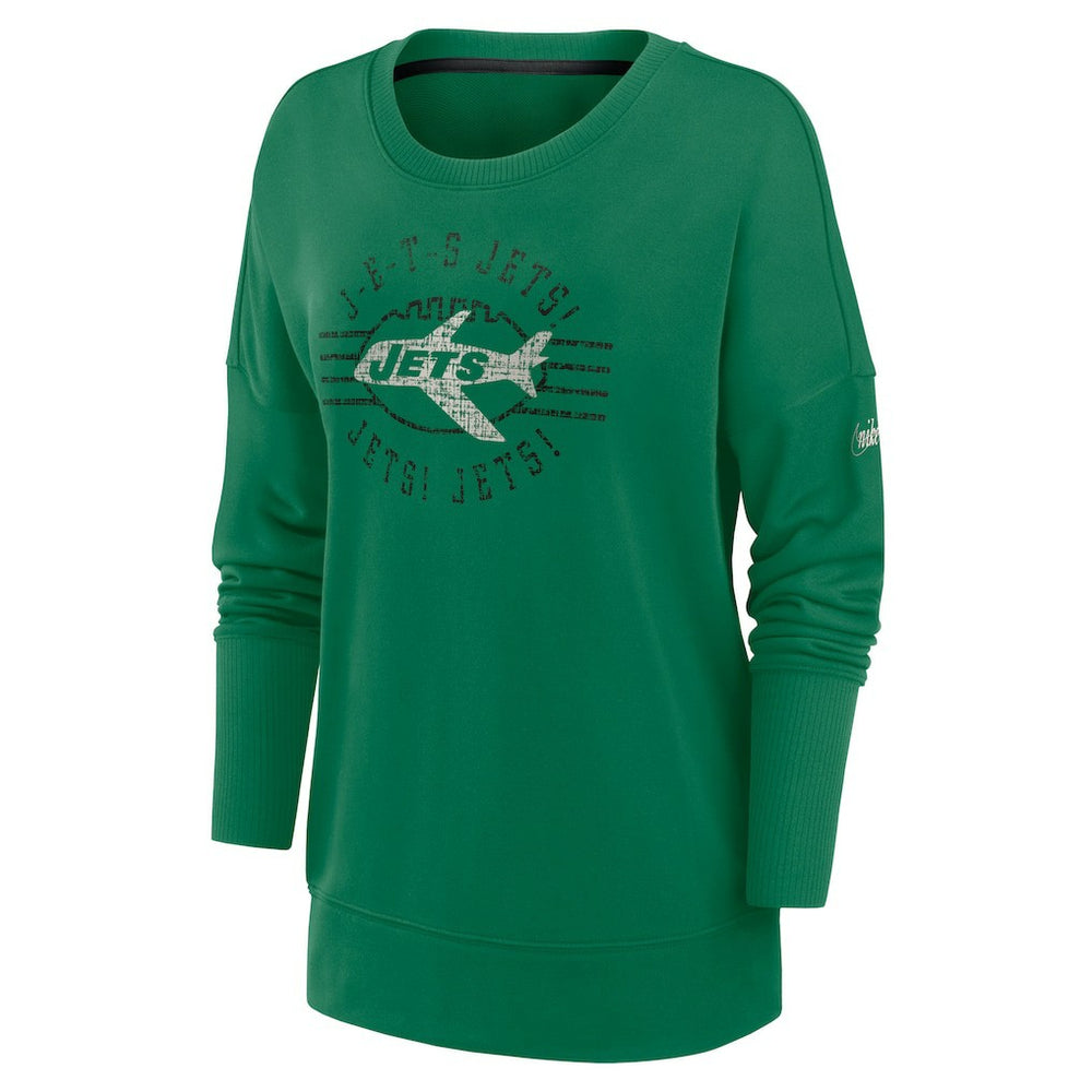 New York Jets Women's Rewind Playback Icon Performance Pullover Sweatshirt - Green | Nike outlet