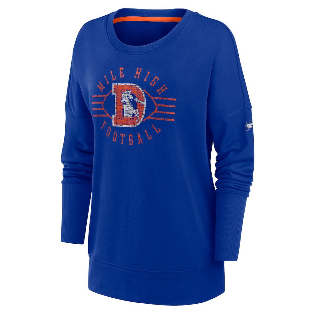 Denver Broncos Women's Rewind Playback Icon Performance Pullover Sweatshirt - Royal | Nike discount