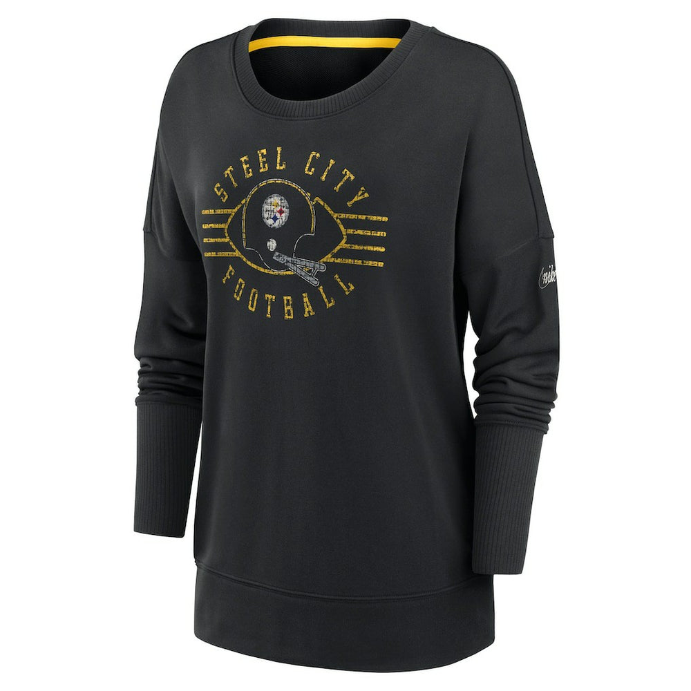 Pittsburgh Steelers Women's Rewind Playback Icon Performance Pullover Sweatshirt - Black | Nike for sale