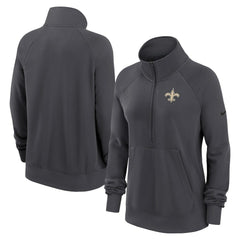 New Orleans Saints Women's Premium Raglan Performance Half-Zip Sweatshirt - Charcoal | Nike on sale