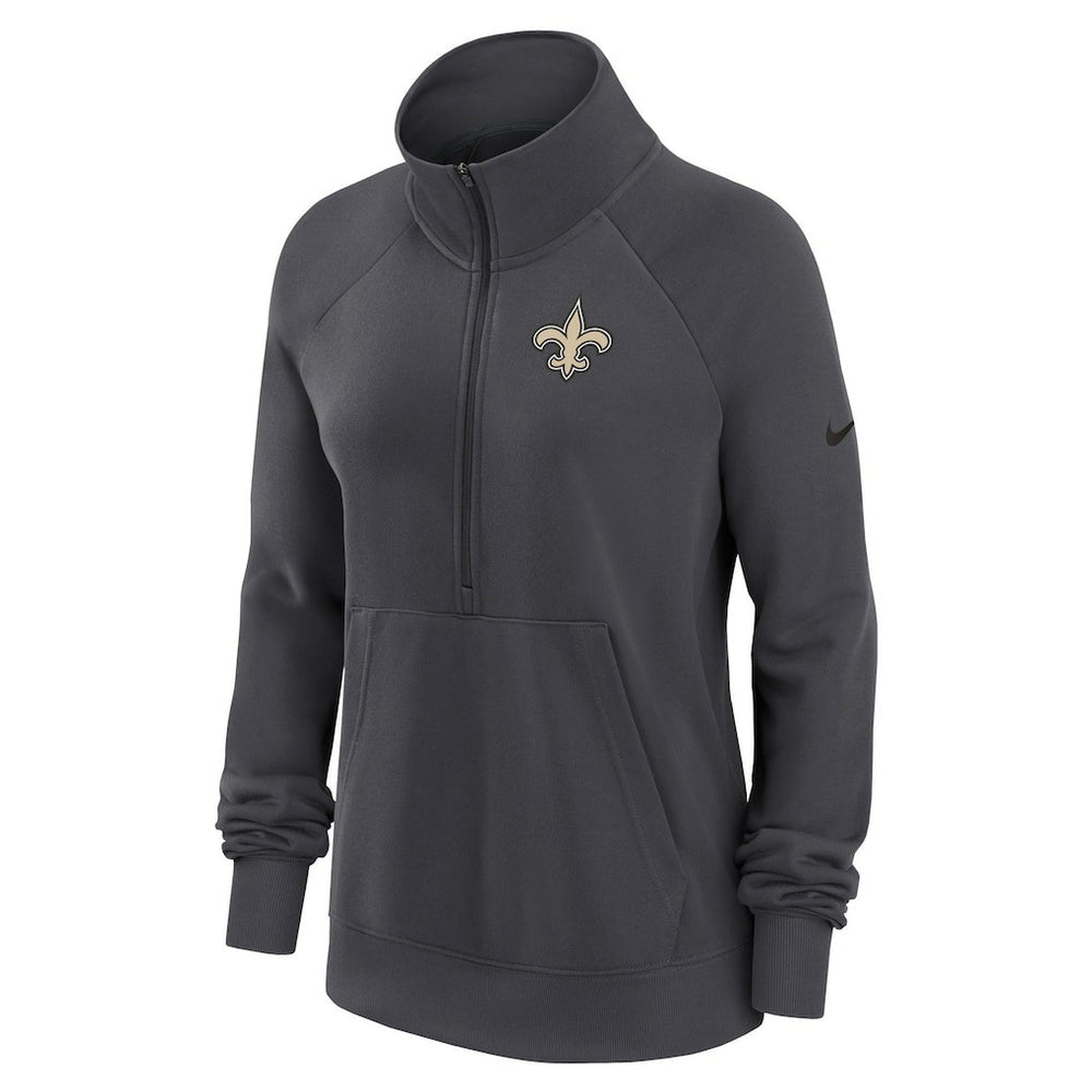 New Orleans Saints Women's Premium Raglan Performance Half-Zip Sweatshirt - Charcoal | Nike on sale