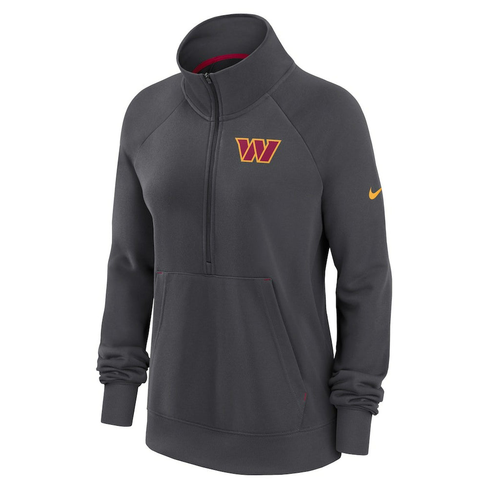 Washington Commanders Women's Premium Raglan Performance Half-Zip Sweatshirt - Charcoal | Nike on sale