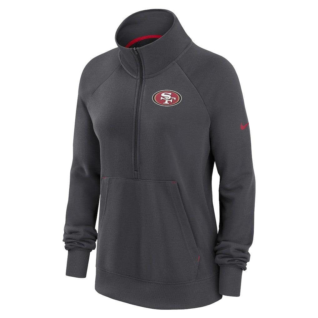 San Francisco 49ers Women's Premium Raglan Performance Half-Zip Sweatshirt - Charcoal | Nike for sale