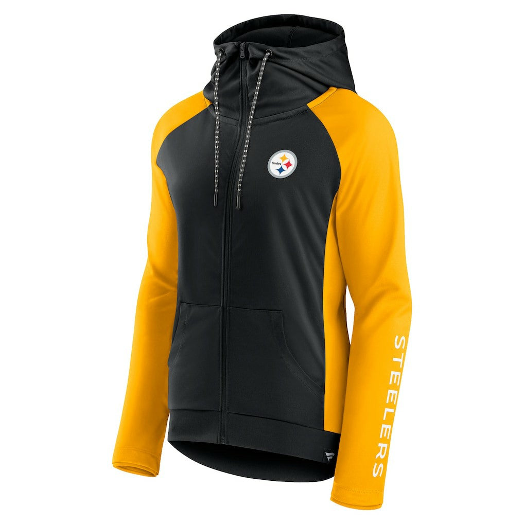 Pittsburgh Steelers Women's End Around Lightweight Raglan Full-Zip Hoodie Jacket - Black/Gold sale