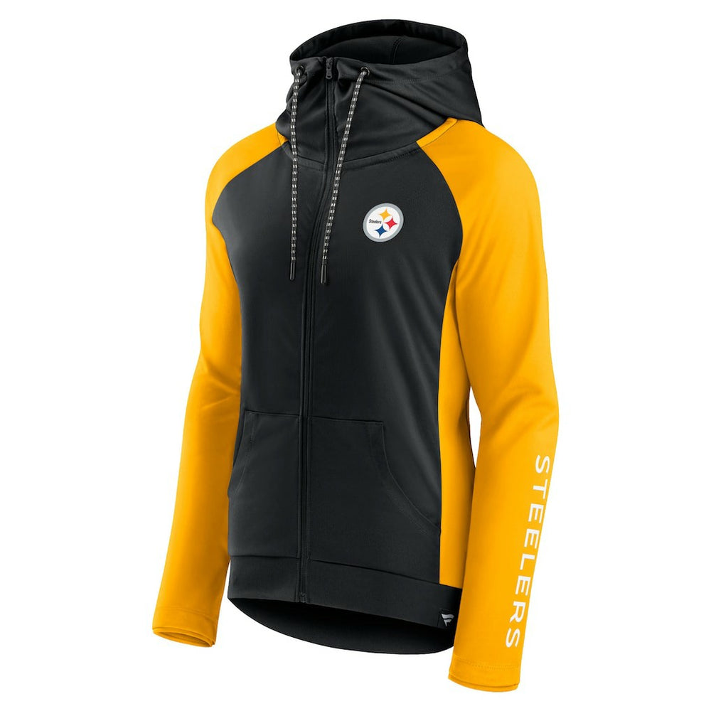 Pittsburgh Steelers Women's End Around Lightweight Raglan Full-Zip Hoodie Jacket - Black/Gold sale