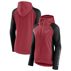 Arizona Cardinals Women's End Around Lightweight Raglan Full-Zip Hoodie Jacket - Cardinal/Black on sale