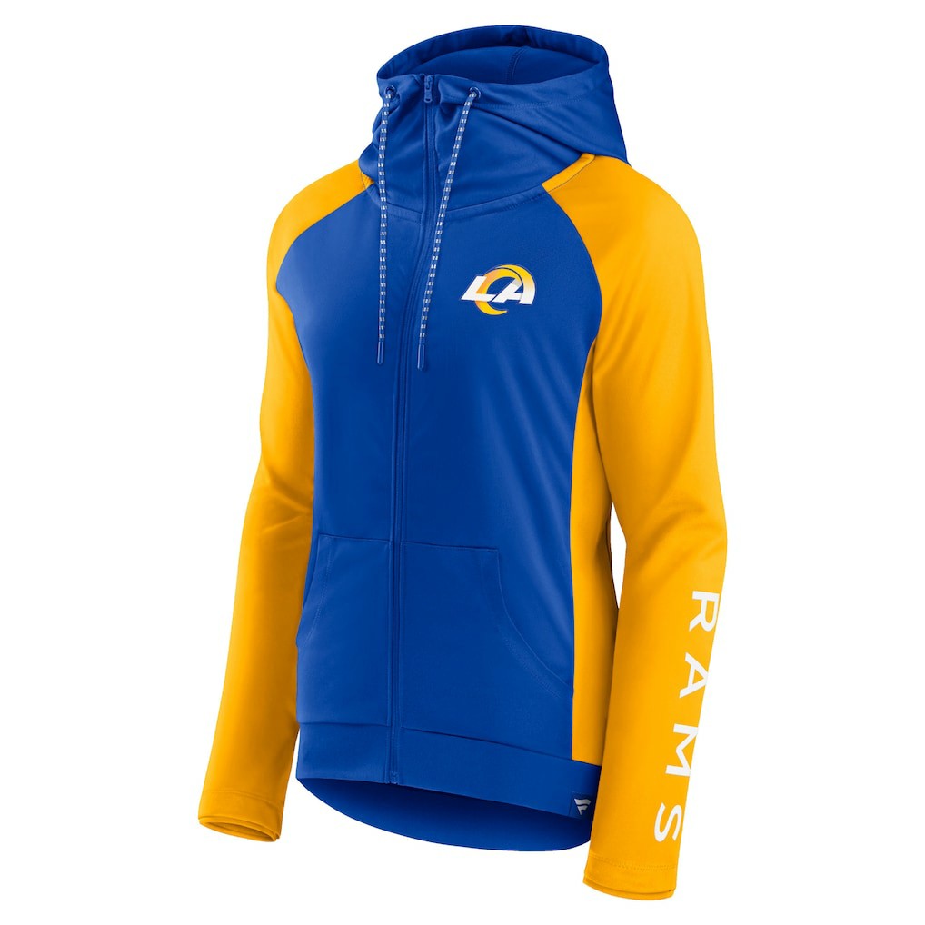 Los Angeles Rams Women's End Around Lightweight Raglan Full-Zip Hoodie Jacket - Royal/Gold online