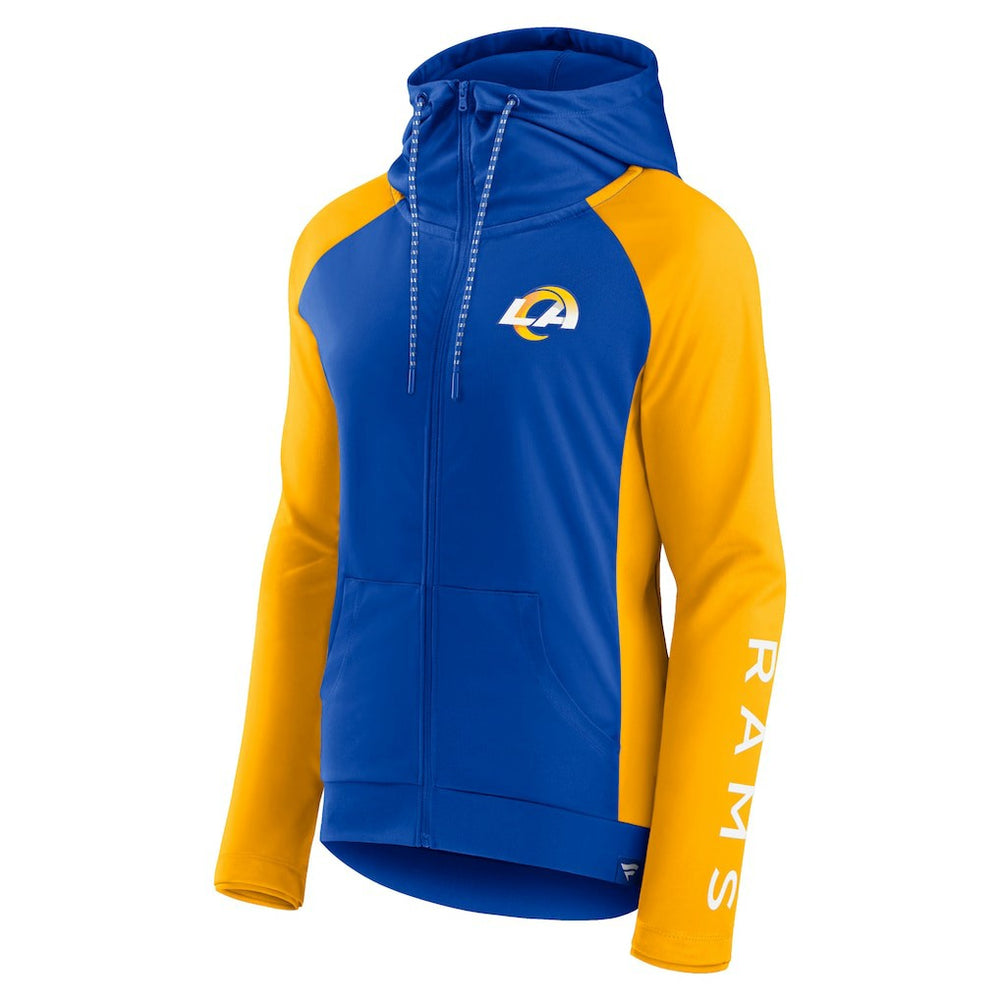 Los Angeles Rams Women's End Around Lightweight Raglan Full-Zip Hoodie Jacket - Royal/Gold online