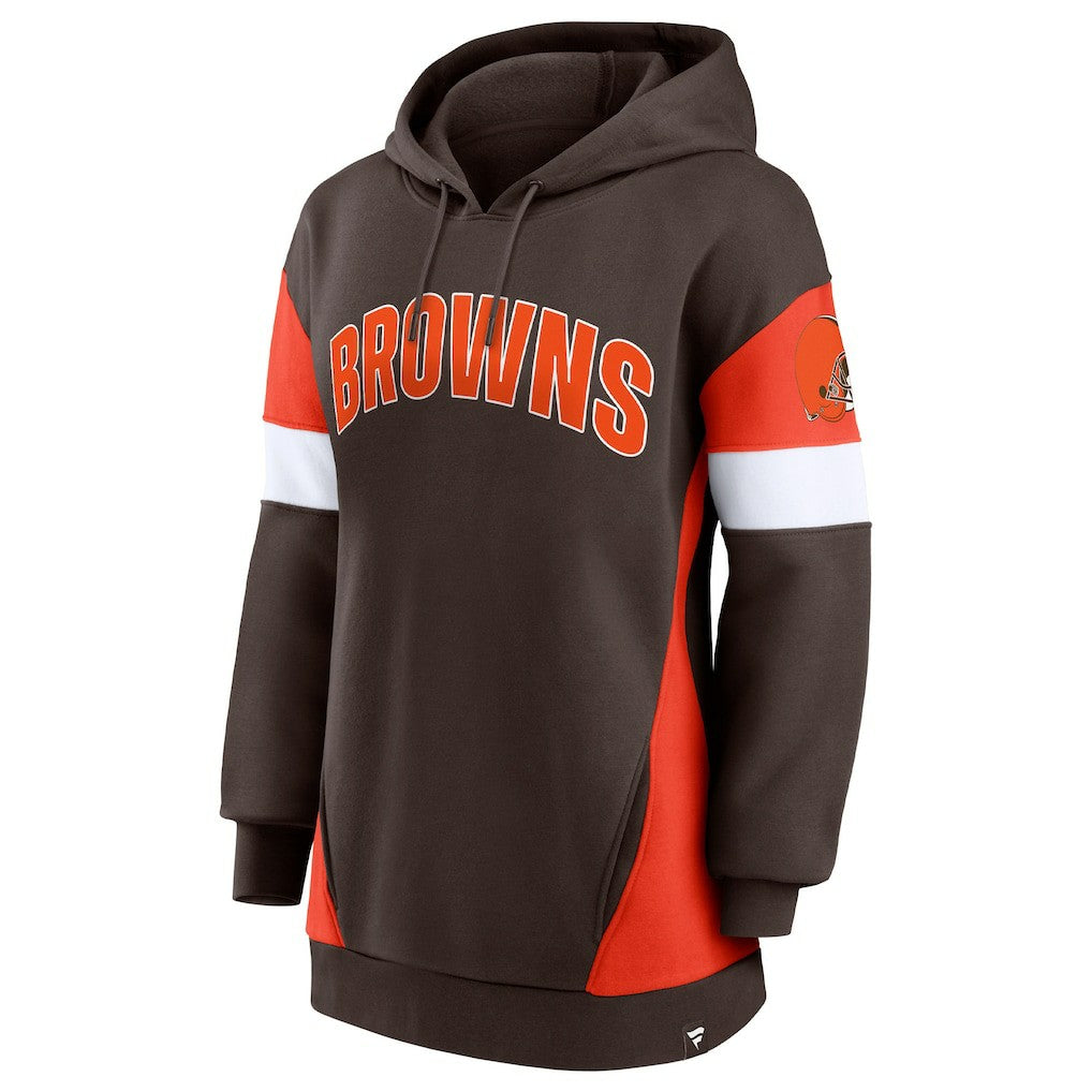 Cleveland Browns Women's Lock It Down Pullover Hoodie - Brown/Orange for sale
