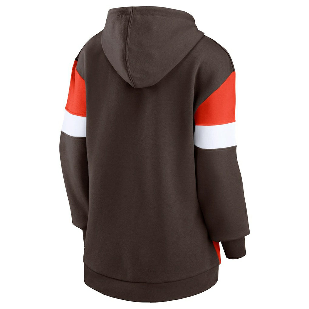 Cleveland Browns Women's Lock It Down Pullover Hoodie - Brown/Orange for sale