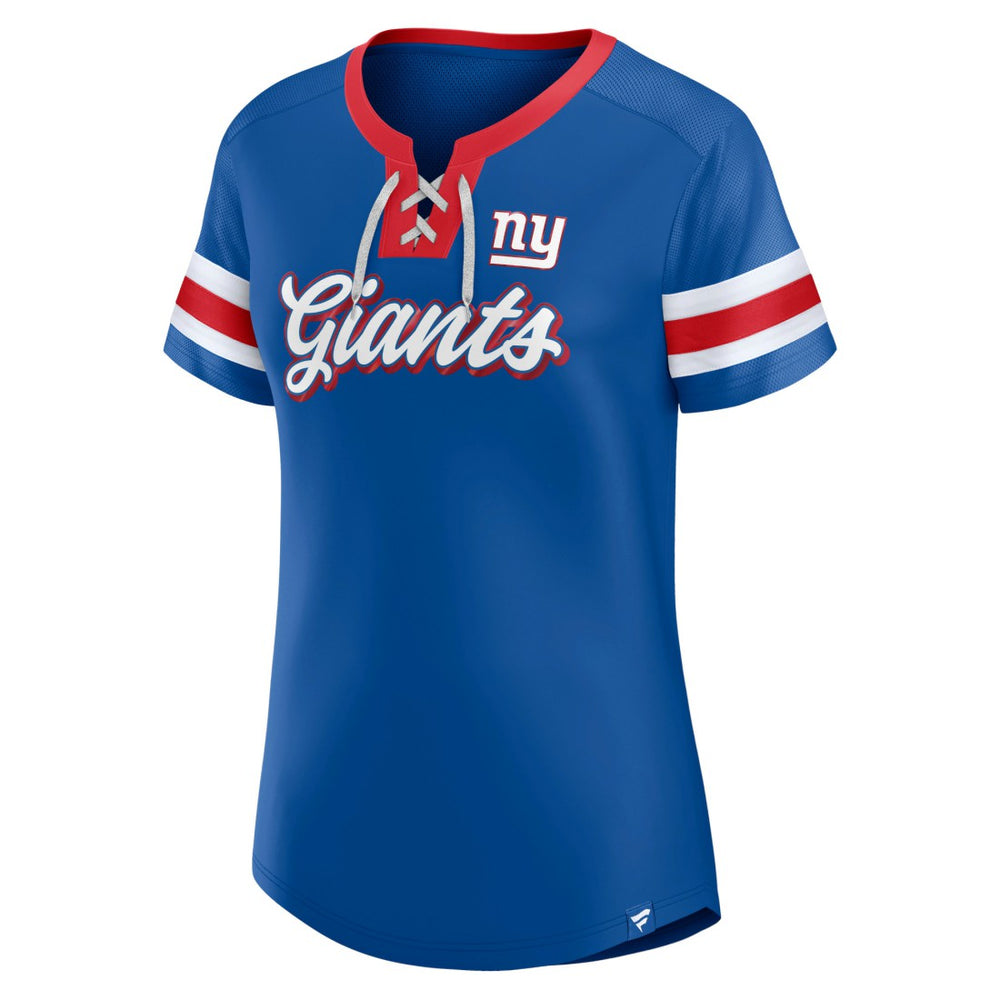 New York Giants Women's Original State Lace-Up T-Shirt - Royal sale