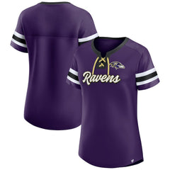 Baltimore Ravens Women's Original State Lace-Up T-Shirt - Purple discount
