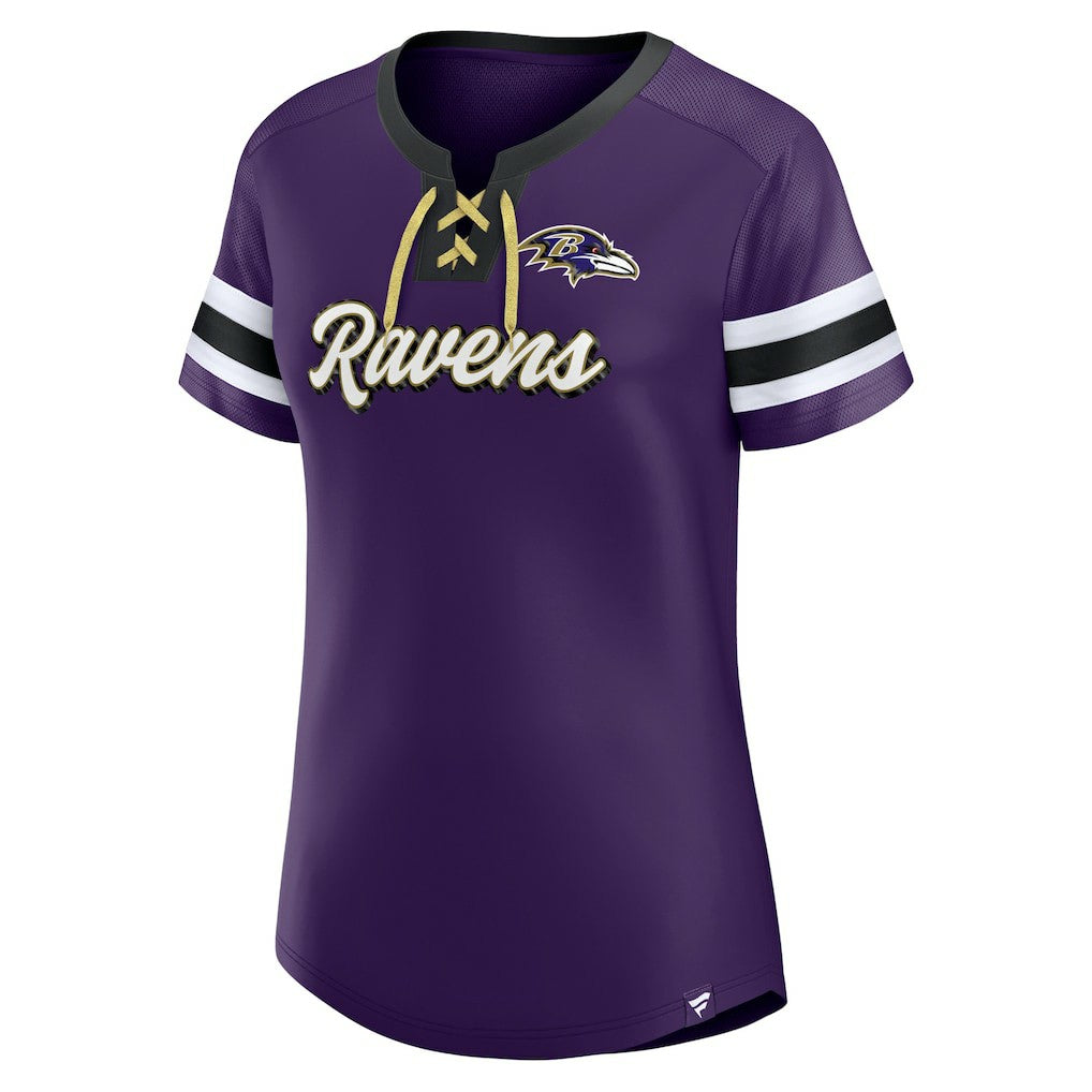 Baltimore Ravens Women's Original State Lace-Up T-Shirt - Purple discount