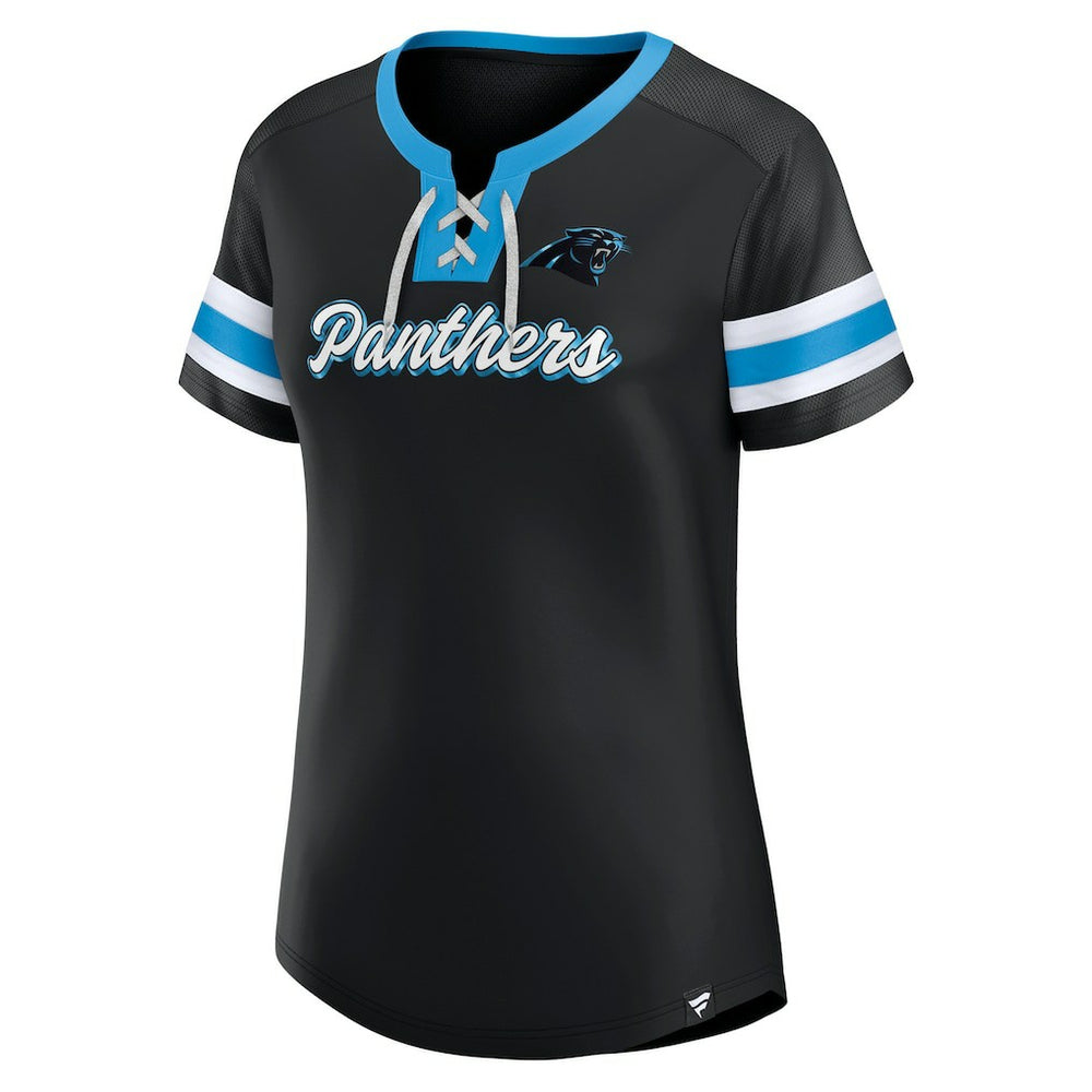 Carolina Panthers Women's Original State Lace-Up T-Shirt - Black sale