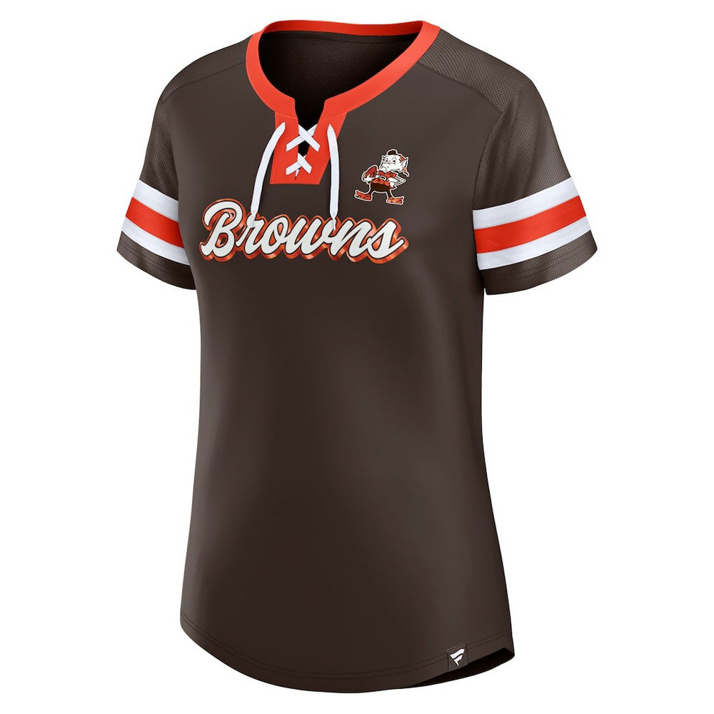 Cleveland Browns Women's Original State Lace-Up T-Shirt - Brown outlet