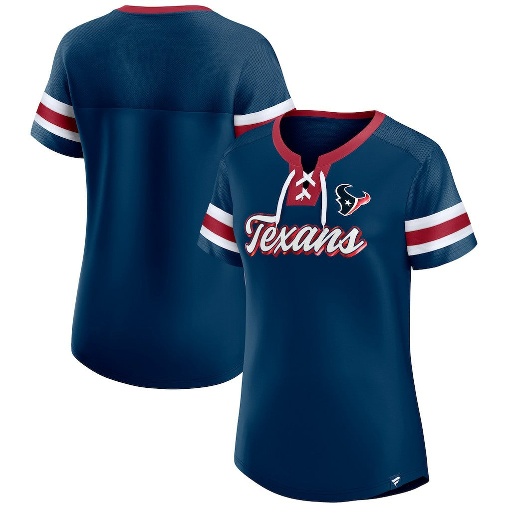 Houston Texans Women's Original State Lace-Up T-Shirt - Navy sale