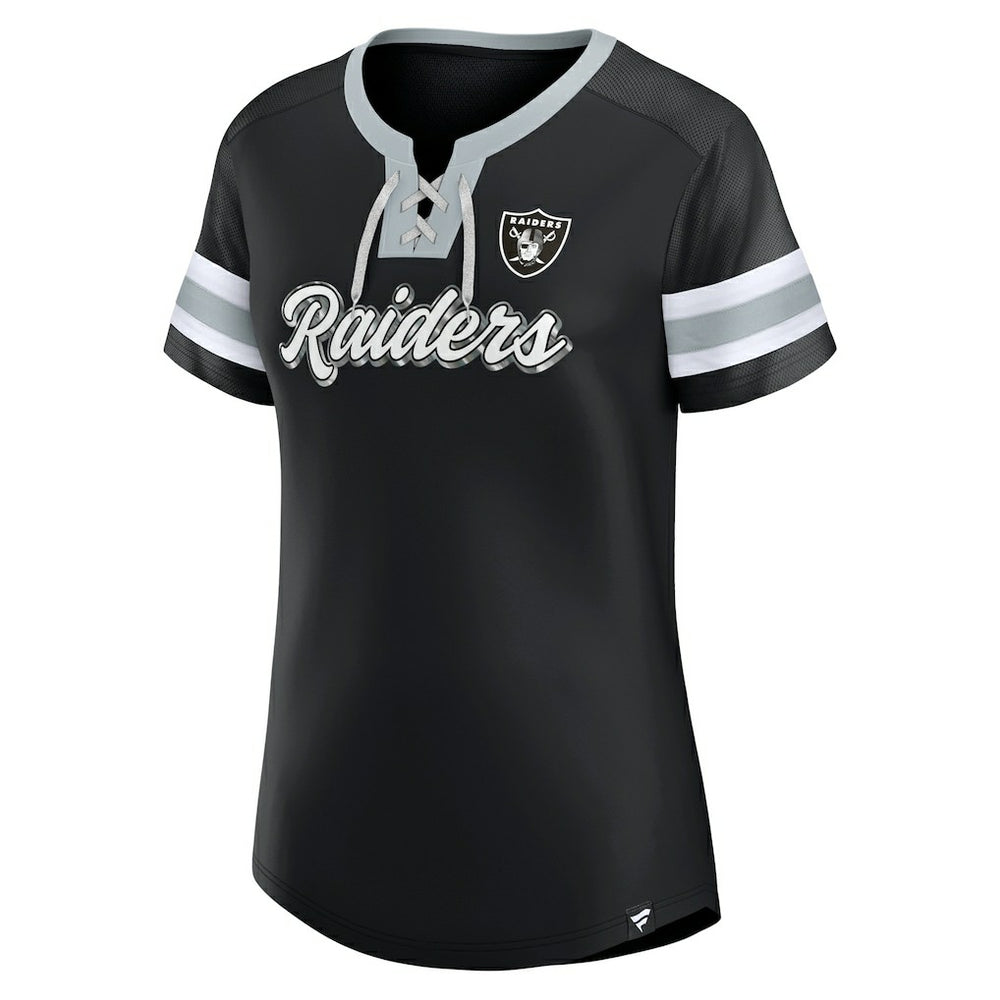 Las Vegas Raiders Women's Original State Lace-Up T-Shirt - Black cheap