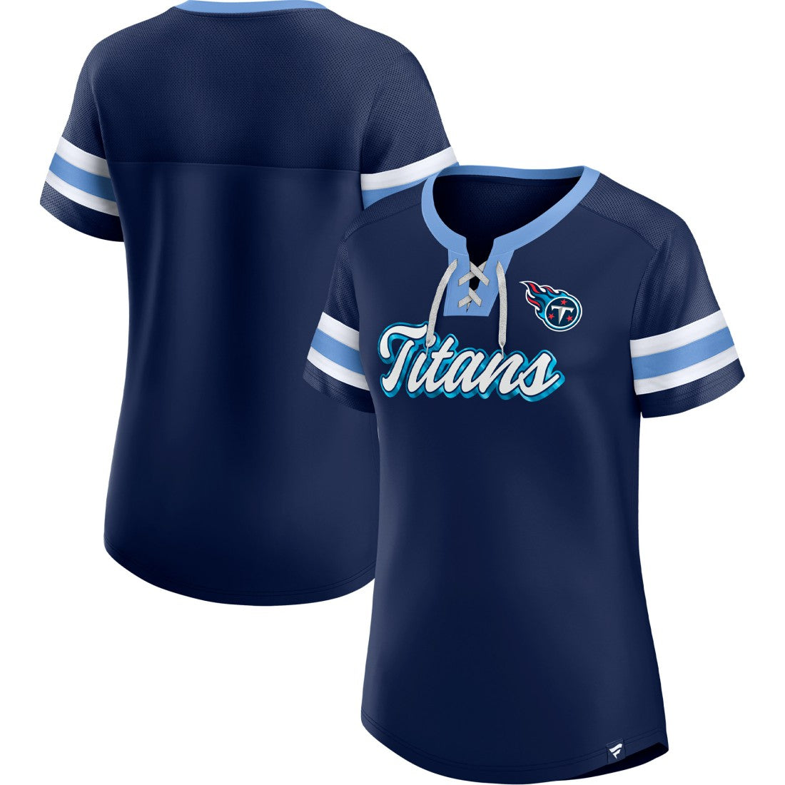 Tennessee Titans Women's Original State Lace-Up T-Shirt - Navy discount