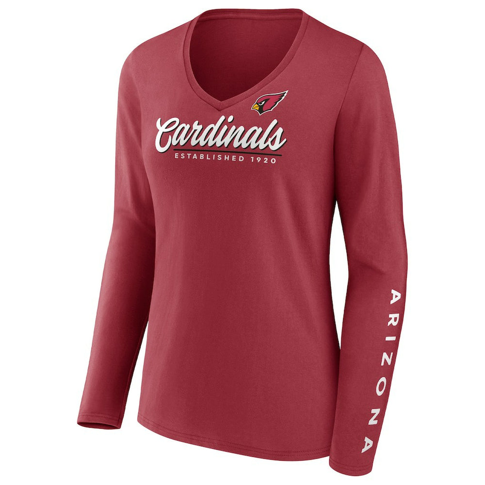 Arizona Cardinals Women's Drive Forward V-Neck Long Sleeve T-Shirt - Cardinal for sale