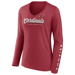 Arizona Cardinals Women's Drive Forward V-Neck Long Sleeve T-Shirt - Cardinal for sale