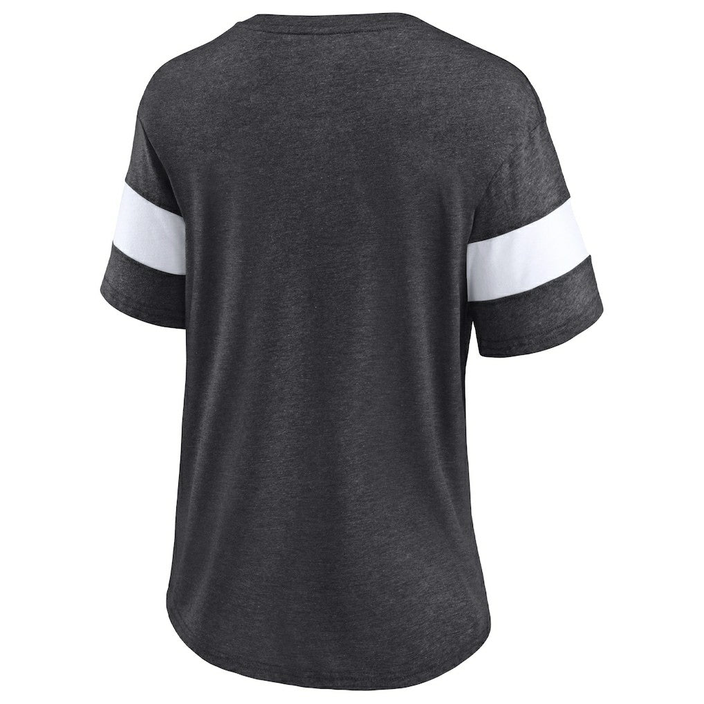 New Orleans Saints Women's Distressed Team Tri-Blend V-Neck T-Shirt - Heathered Charcoal/White on sale