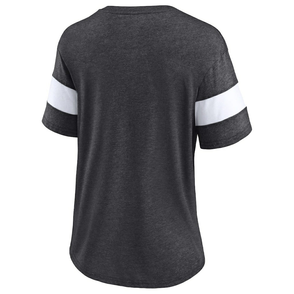 New Orleans Saints Women's Distressed Team Tri-Blend V-Neck T-Shirt - Heathered Charcoal/White on sale
