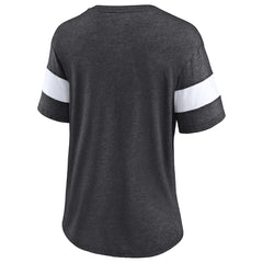 New Orleans Saints Women's Distressed Team Tri-Blend V-Neck T-Shirt - Heathered Charcoal/White on sale