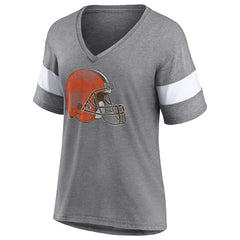 Cleveland Browns Women's Distressed Team Tri-Blend V-Neck T-Shirt - Heathered Gray/White outlet